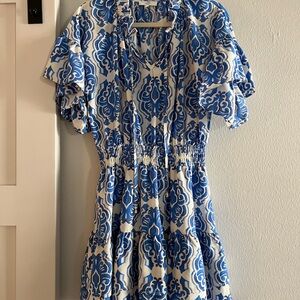 Entro Blue and Cream Floral Mini Dress